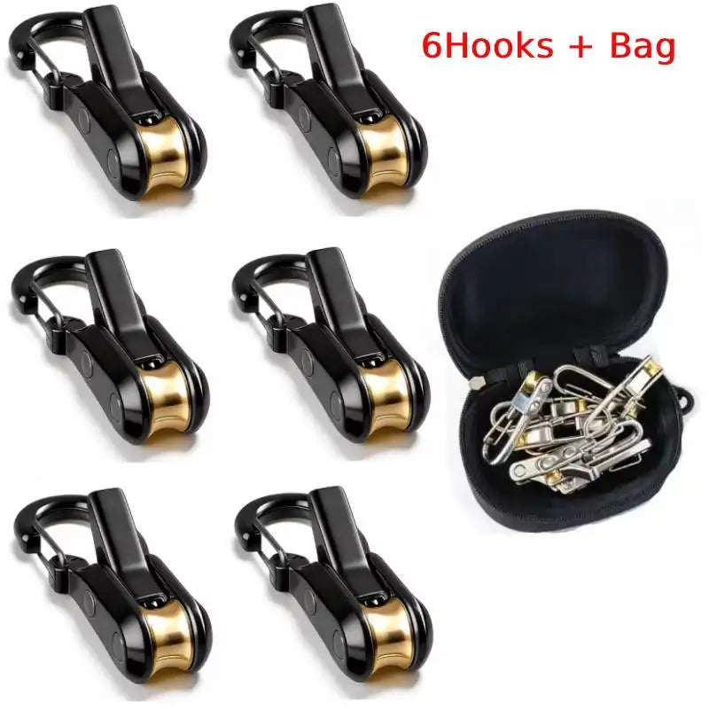 Roller Hook Rope Tensioning Tool with Roller Hook & Safety Buckle, Fits 4-6mm Diameter Rope, Camping Tent Ropes Securing Tool