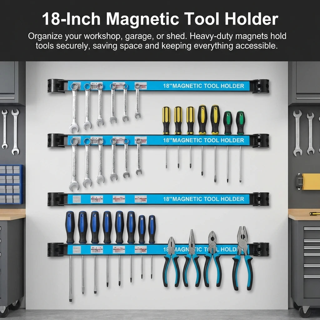 Magnetic Tool Holder 12/18 Inches Strong Magnetic Strip For Metal Tools Garage Workshop Storage Organizer With Mounting Hardware