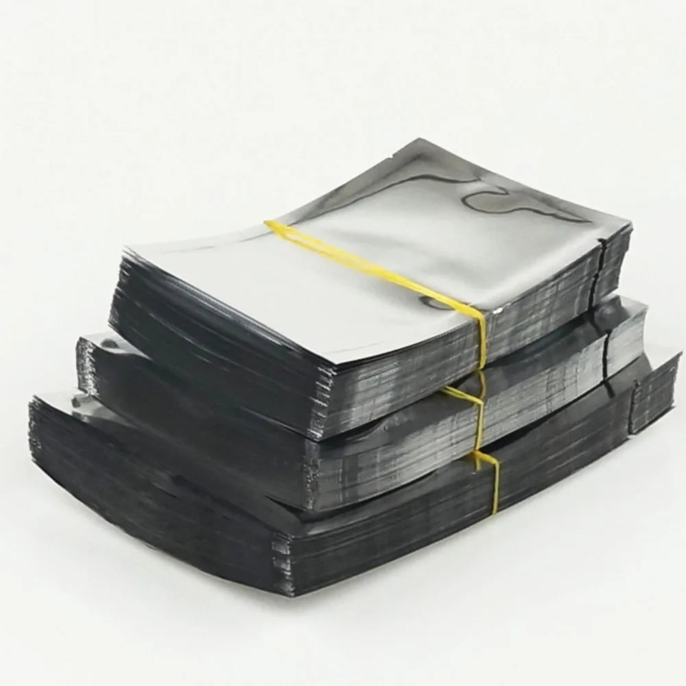 100pcs Silvery Aluminum Foil Bags / Heat Sealing Food Grade Aluminized Plastic Flat Pouch Spice Package Facial Mask Packing-bag