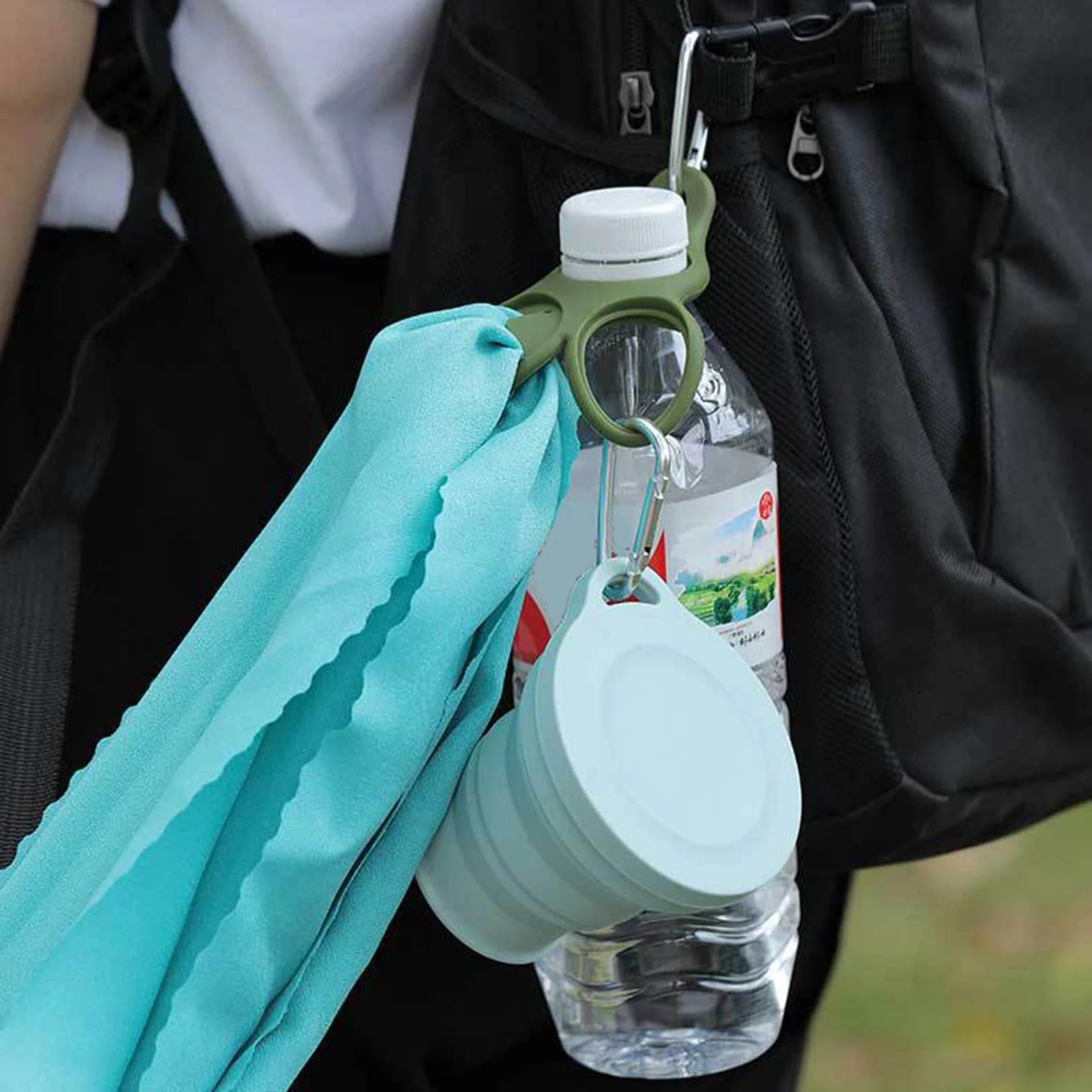 Portable 3in1 Carabiner Durable Silicone Hook For Camping Cycling Travel Wild Survival Fishing Outdoor Backpack Hooks 1/2/5pcs