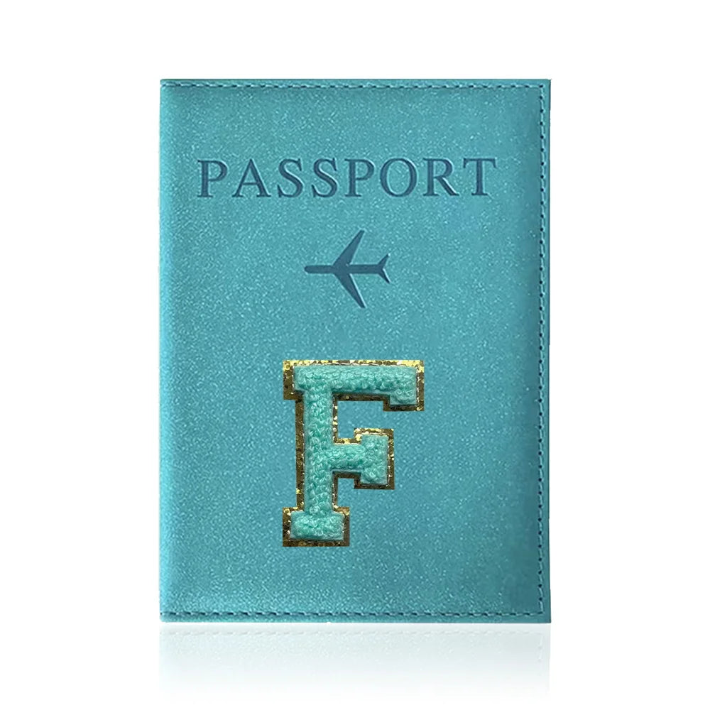 Passports Pouch Passport Protective Cover Green Letter Series Watertproof Passport Case Passports Holder PU ID Card Holders