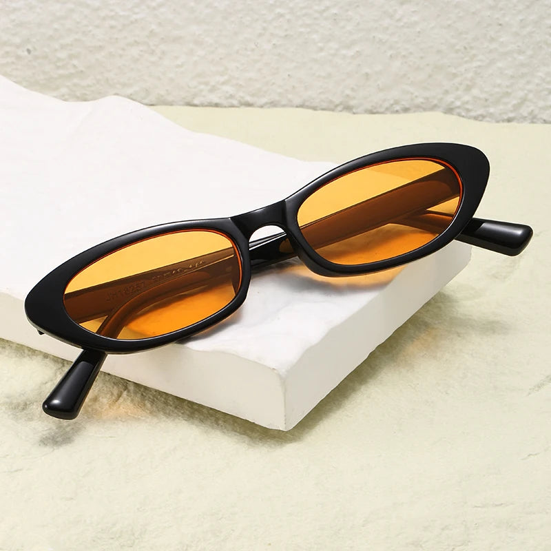 Hiking Eyewear Women's Black Sunglasses Fashion Brand Small Oval Frame Sun Glasses Ladies Retro Oval Eyewear Shade UV400