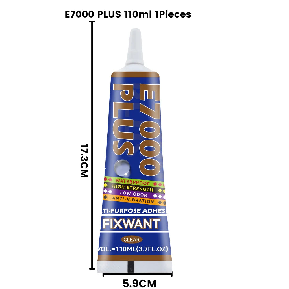 E7000 PLUS Multi-Purpose Glue - Strong Flexible Bond for Fabric, Leather, Metal, Plastic, Wood, Jewelry DIY & Repairs