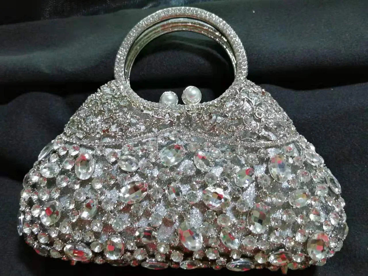 Diamond Dinner Bag Oval Glass Diamond Handbag High-end Banquet Female Crystal Clutch Light Luxury Style Evening Clutch