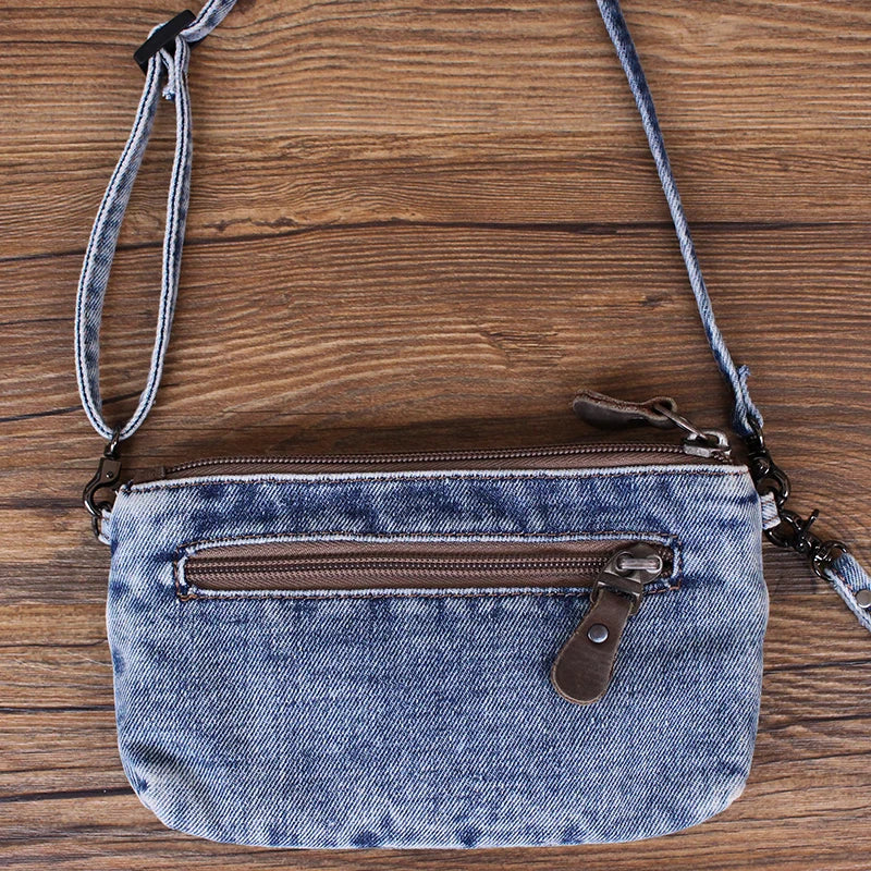 Retro Korean Denim  Coin Purse Women's Summer Casual Fashion Crossbody Handbag Stylish Small Bag Trendy Mobile Phone Bag