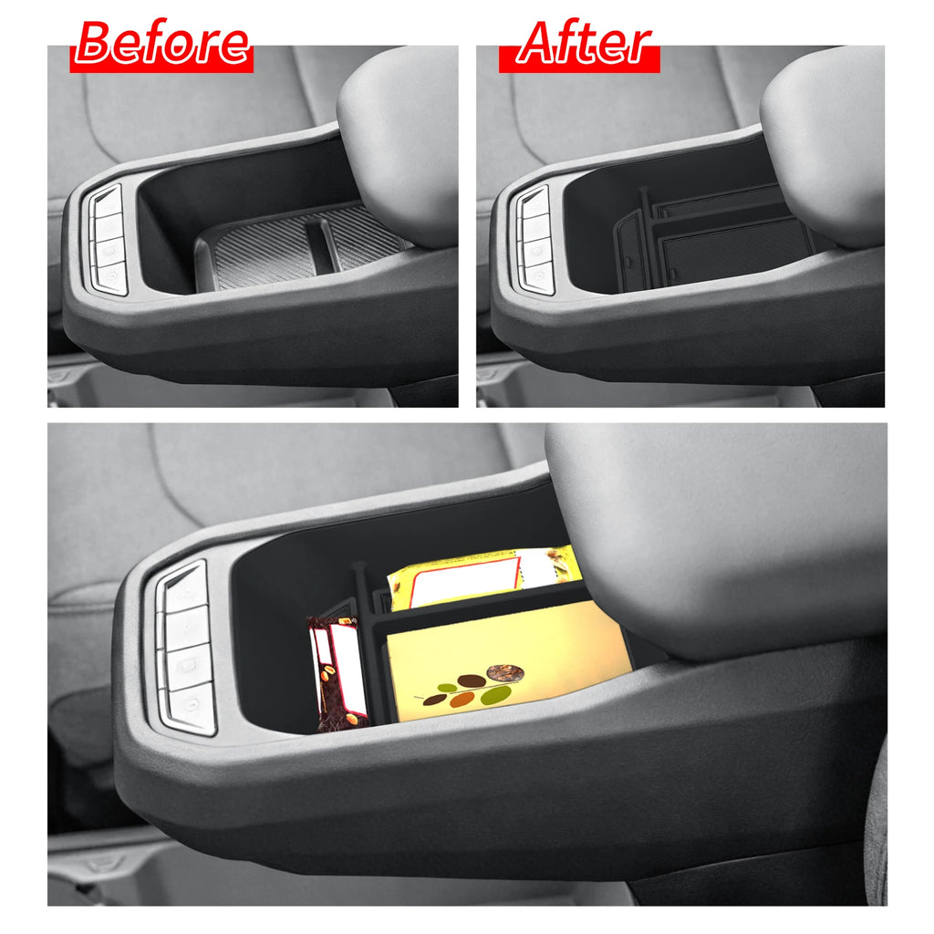 LUCKEASY for Kia EV3 2024-2026 Car Armrest Storage Box ABS Stowing Tidying Center Console Tray Accessories Black