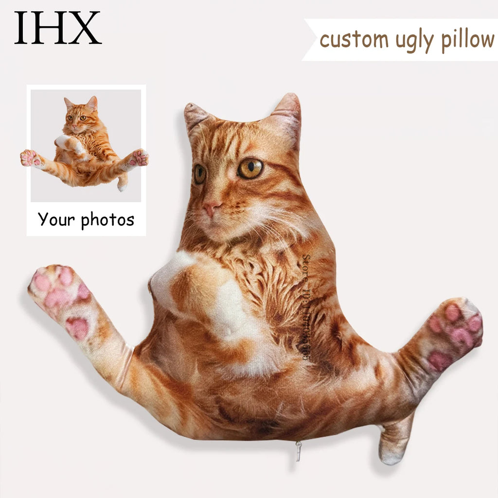 IHX Personalized 3D Animals Photo Pillow,Custom Dog/Cat Pillows,Pet Lover Memorial Cushion,Creative Gift Sofa Throw Pillow