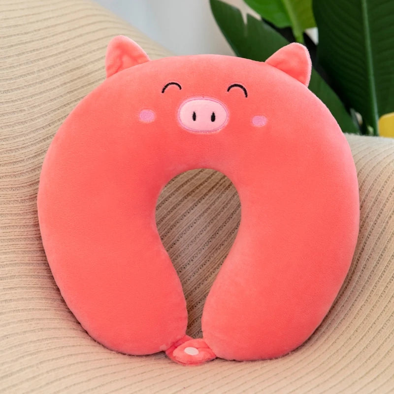 U-shaped Pillow Adult Children Travel Pillow Soft Short Plush Cartoon Portable Outdoor Nap Flight Neck Pillow Nursing Cushion