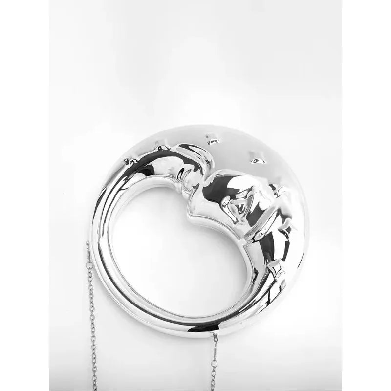2026 New Latest Women's Mini Bag Gold Silver Moon Shaped Beauty Faced Clutch Purse Handbag תיקים לנשים מיוחדים