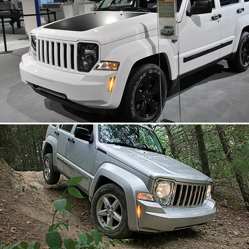 For Jeep Liberty 2008 2009 2010 2011 2012 Car Front Bumper Side Marker Turn Signal Lights Parking Lights Amber/White LED 12V