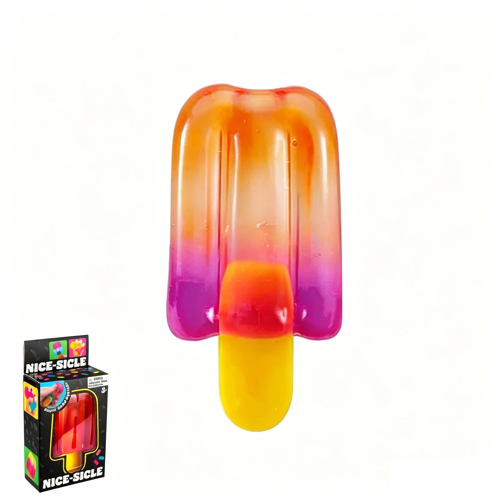 1pc Transparent Gradient Popsicle Squishy Stress Relief Squeeze Fidget Toy Anti Anxiety Sensory Toy Kids Birthday Gift.