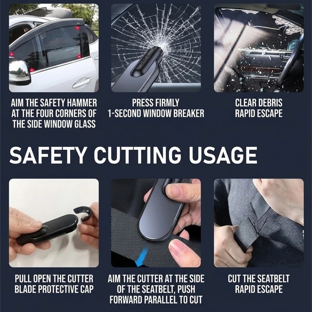 2026 Car Escape Tool Key Chain Car Glass Breaker Concealed Seat Belt Cutting Tool Auto Crash Survival Safety Device