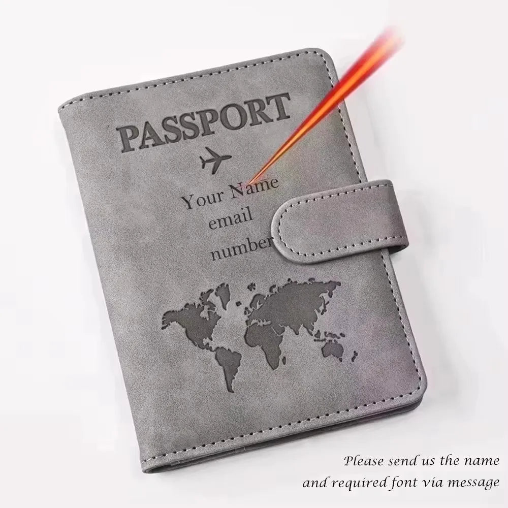 Custom Customized Passport Cover with Name  for Couple ID Bank Card PU Leather Passport Case Travel Accessories