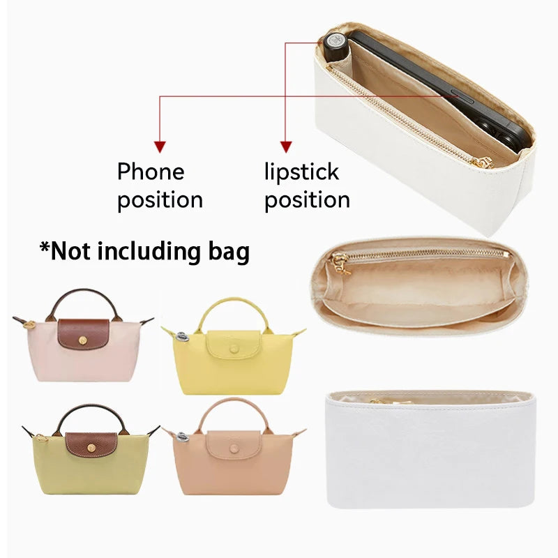 Waterproof Bage Inner Dupont Paper Support Hand Bag Shape For Longchamp Mini Size Pouch Bag Organizer Insert Bag Accessories