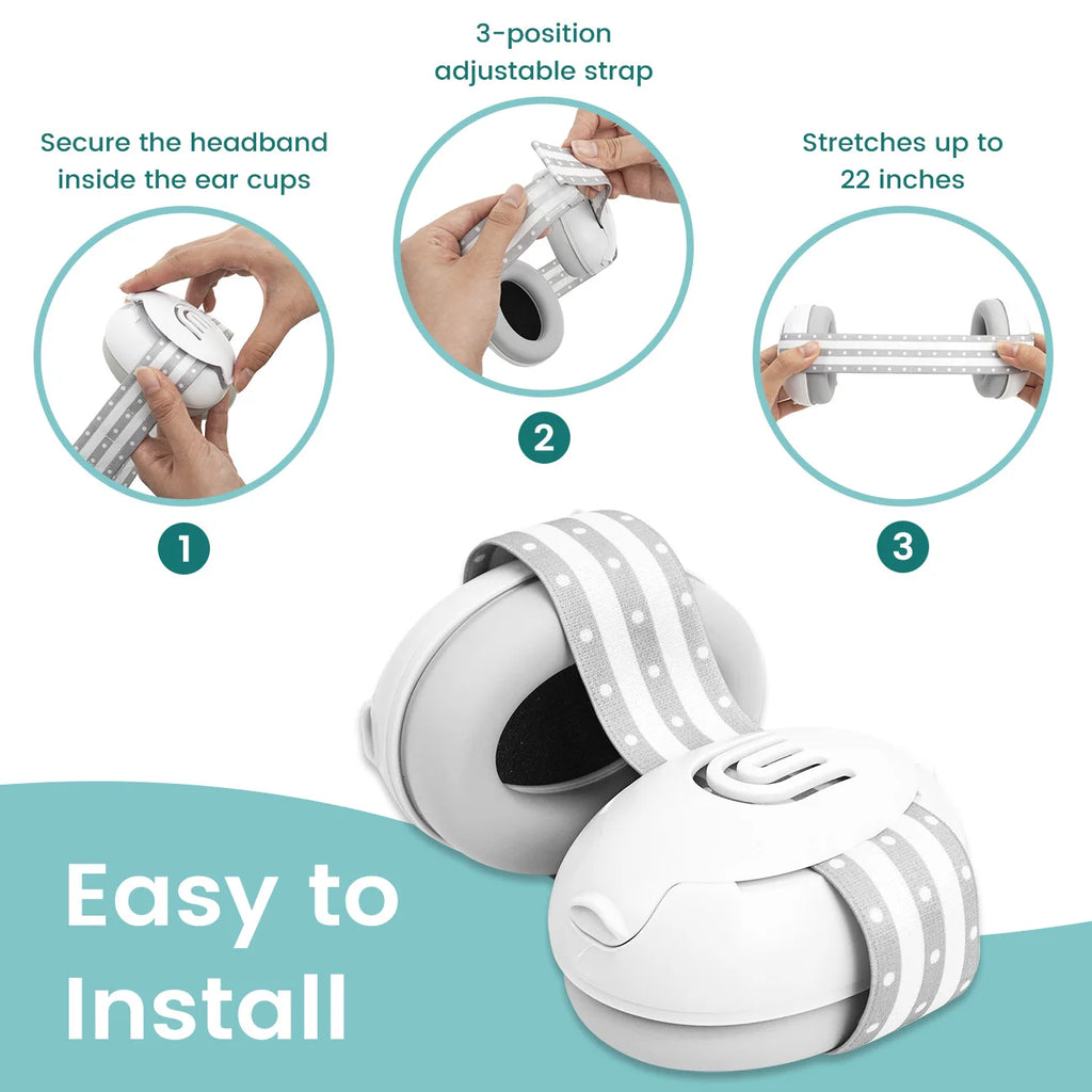 Ear Muffs for Infants with Elastic Headband, Baby Earmuffs Ideal for Flights, Baby Ear Noise Reduction Earmuffs - Baby Headphone