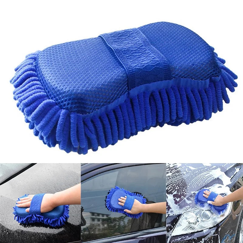 Soft Microfiber Chenille Car Wash Sponge Detailing Care Washing Brush Pad Auto Body Washing Towel Gloves Gentle Cleaning Tools