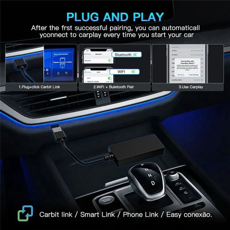 NEW-Plug And Play Carbit Link To Wireless Carplay Android AUTO Box Car Navigation Smart Car Machine Interconnection