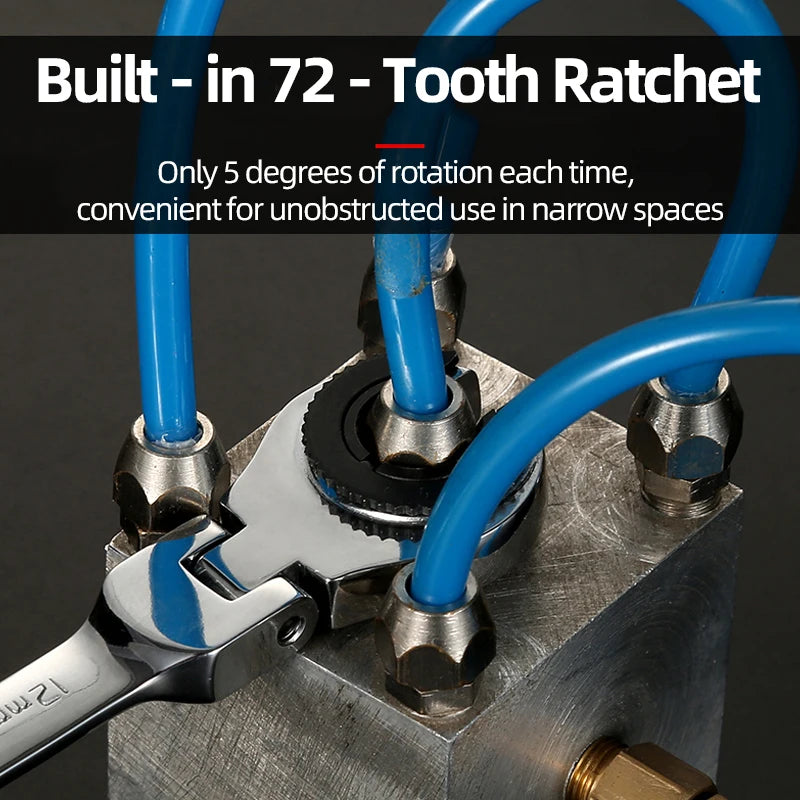 8-19mm Metric Flex-Head Ratcheting Wrench Professional Chrome Vanadium Steel Ratchet Wrenches Fast And Labor-Saving Dual-Use