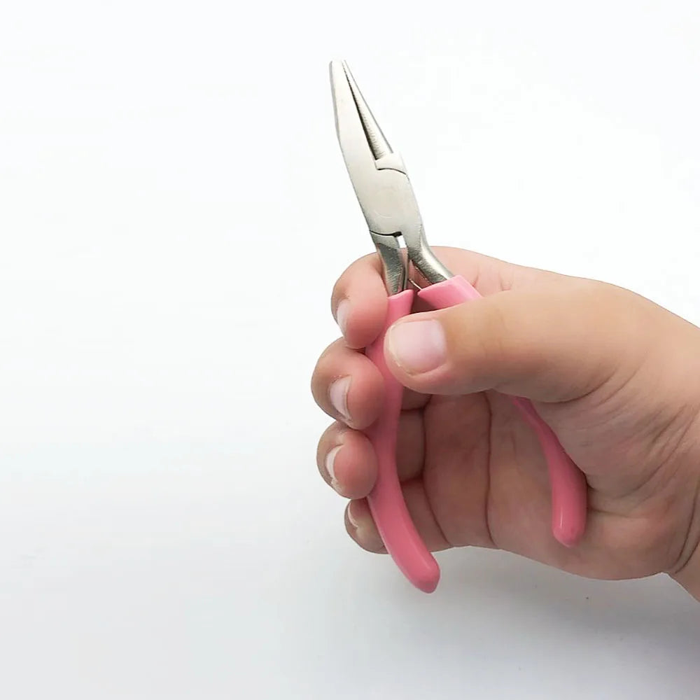 4.5 Inch Pink Round Concave Pliers Wire Looping Pliers Mini Precision Pliers Wire Bending Tools for DIY Jewelry Making Hobby Pro