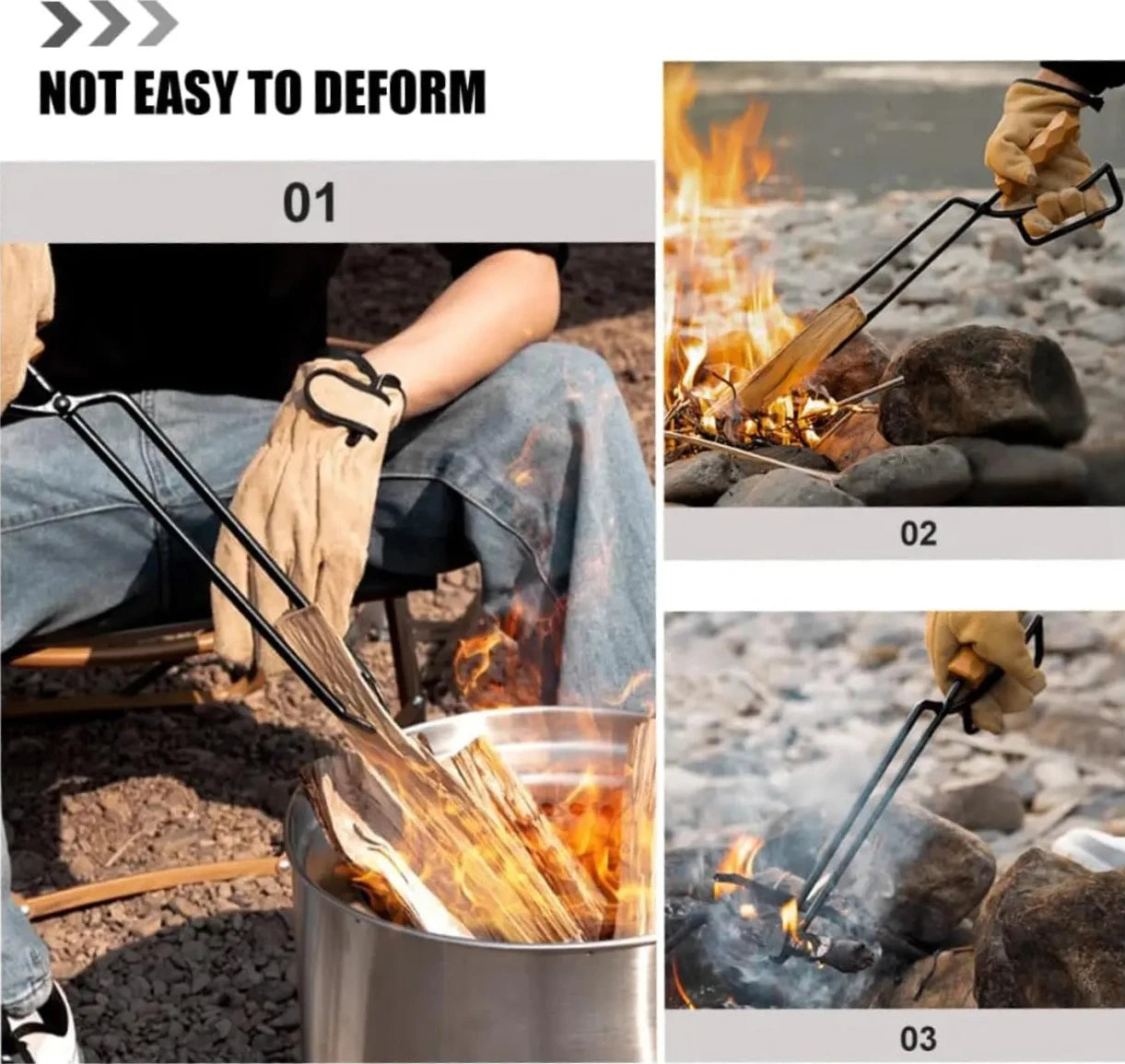 Fire Tong Charcoal Clip Metal Wooden Barbecue FireTongs Heat-resistant Carbon Picking Clip Outdoor Picnic Fireplace Clamp