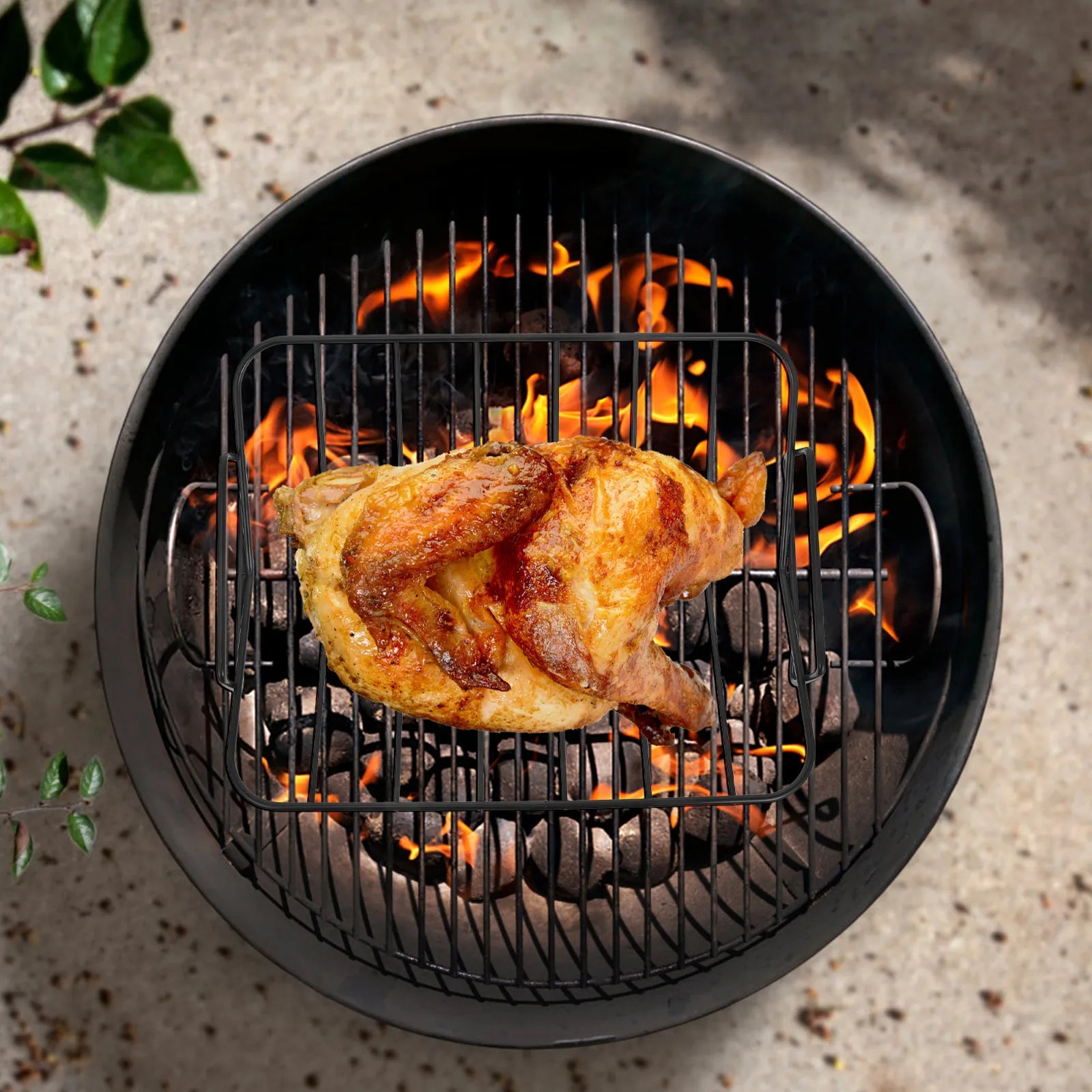 Portable Bbq Grill Rack Versatile Cooking Outdoor Patio Picnic Campfire Chicken Holder Barbecue Rack Rotisserie Grill Basket