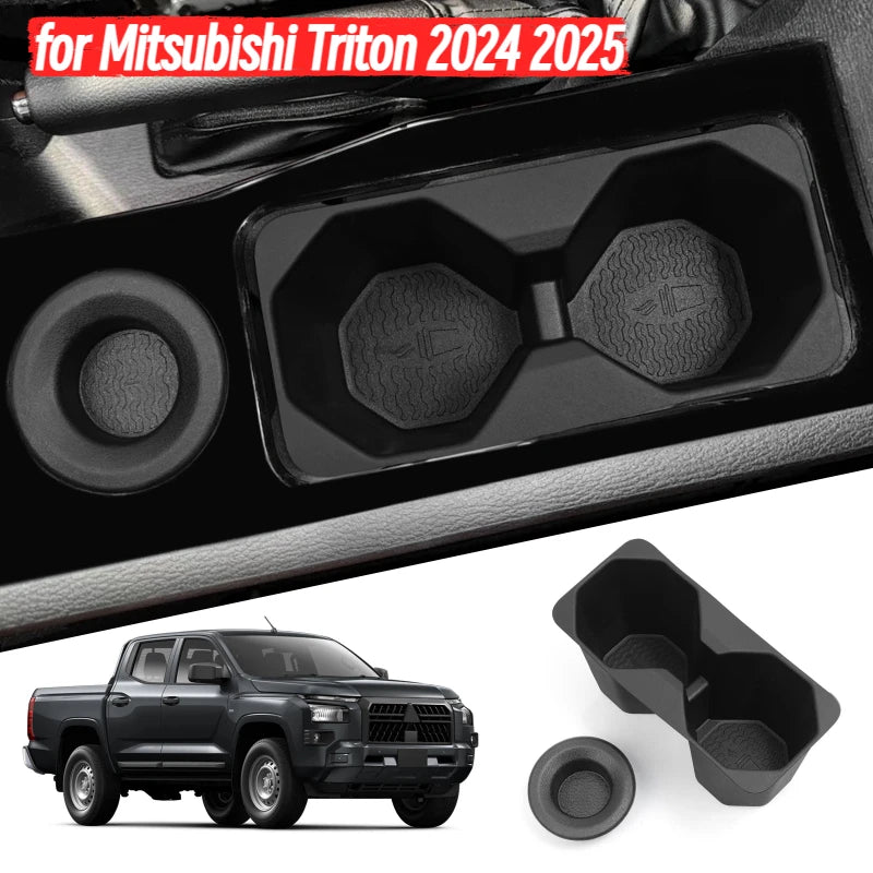 for Mitsubishi Triton 2024 2025 Cup Holder Central Console Water Cup Holder TPE Drinks Holder Storage Case Car Accessories 2pcs