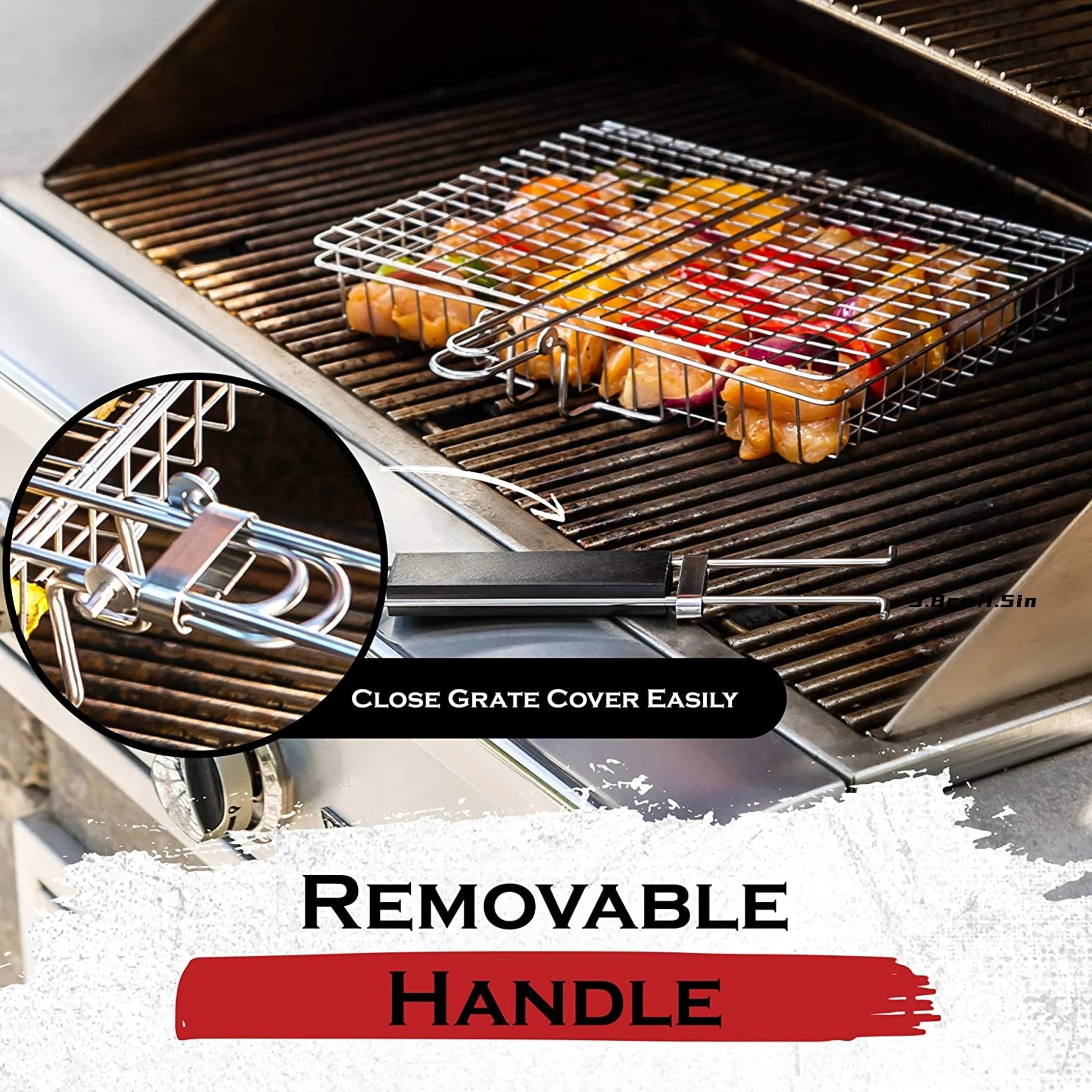 Foldable Stainless Steel BBQ Rack Thickened Grill Basket For Chicken With Large Capacity And Handle