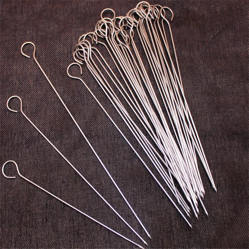 10 20 pcs Outdoor camping picnic tools Round Roast Skewers Needle stick Stainless Steel BBQ Barbeque Skewers kitchen utensils