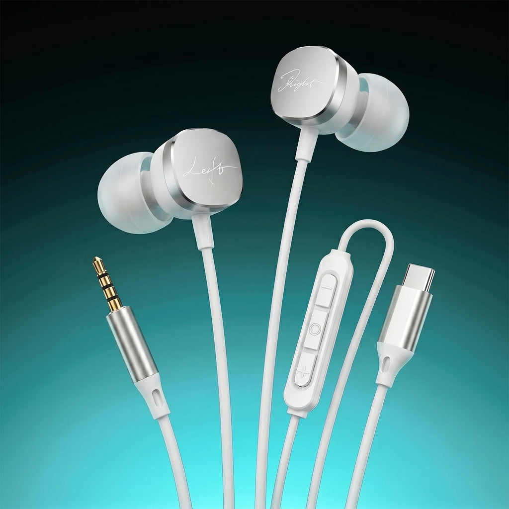 Type C Wired Headphones HiFi Bass Stereo Volume Control Headset In HD Mic Wired Earbuds For Samsung Galaxy S26 S25 S24 Earphones