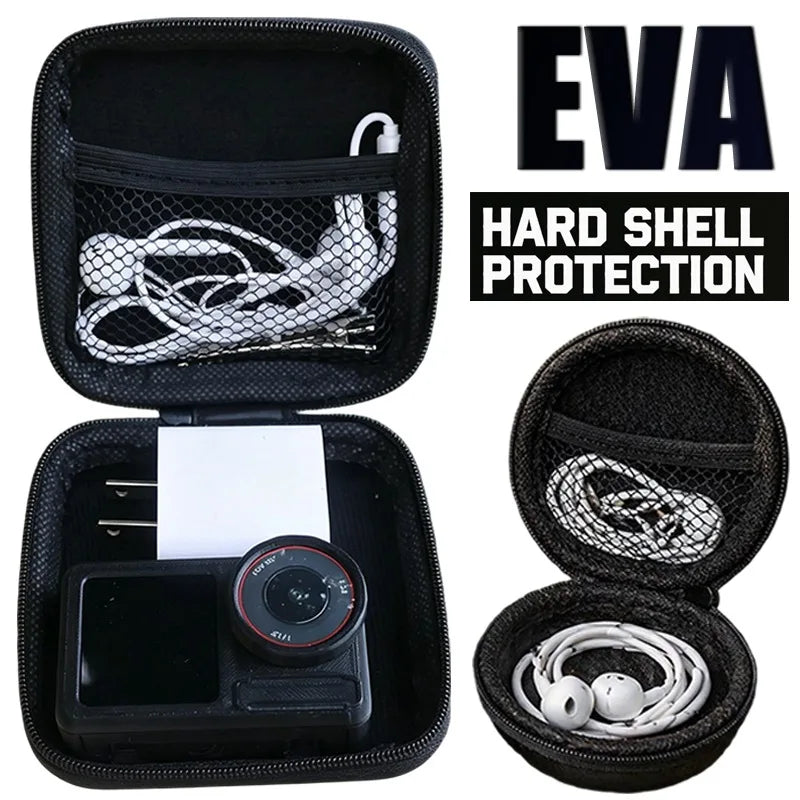 EVA Carrying Case Zipper Storage Pouch Hard Shell Protective Bag for Phone Charger Shaver Hard Drive Data Cable Headphone Square