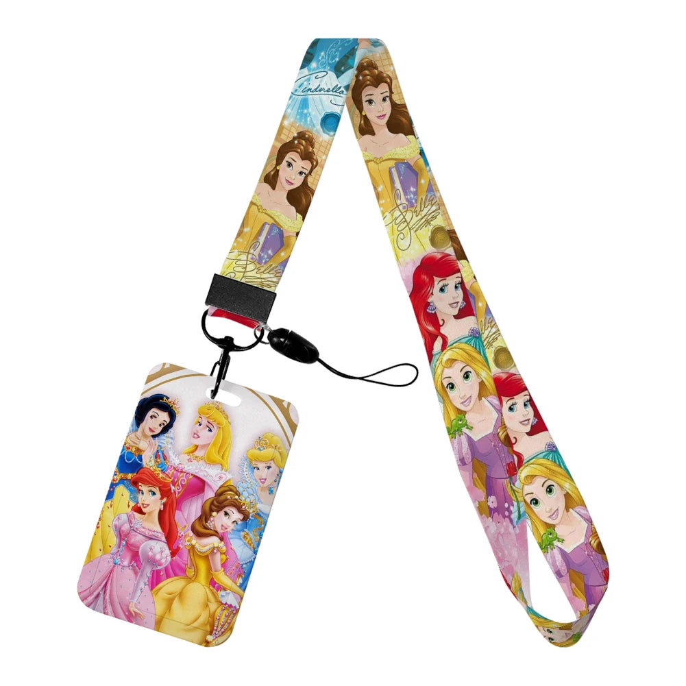 Disney Princess New Arrival Card Holder Student Keychain Girl Bus Metro Protective Case School Card Cover Kid Personalized Gifts