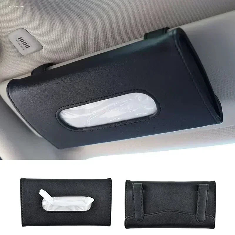 Sun Visor Hanging Tissue Box Holder Leather Auto Car Truck Vehicle Interior Storage Decoration Practical Car Accessories