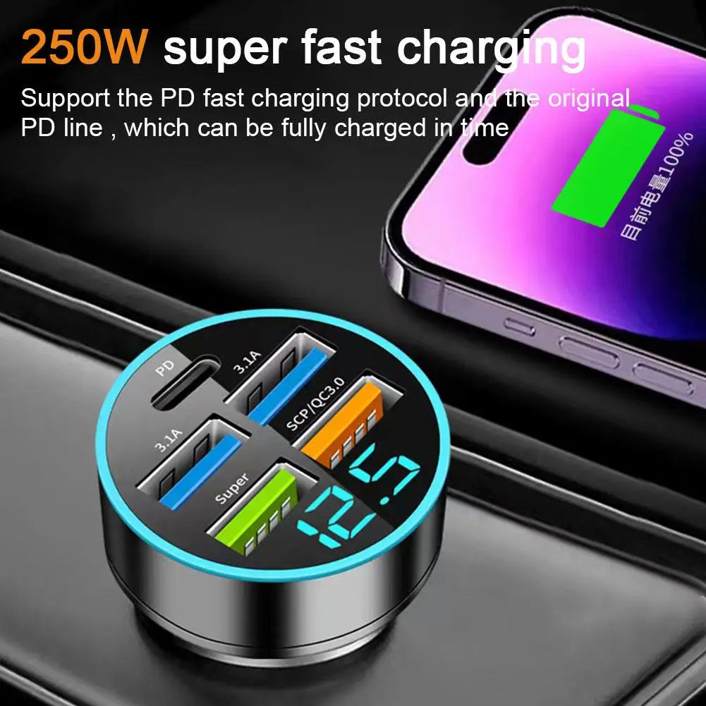 Newly Digital Display Car Charger 4usb Dual 3.1a+super+qc9.0 66w Fast-Charge Pd Auto Parts
