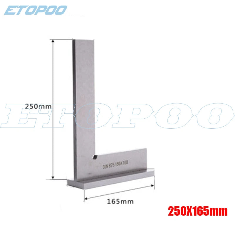 DIN875/2 Precision Machinist Square Ruler Carbon Steel Angle Ruler Engineer Square 90 Degree Right Angle Ruler