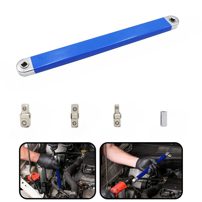 Compact Offset Extension Wrench 4 Adapter Dual Purpose Impact Socket Ratchet for Automotive Hand Tool
