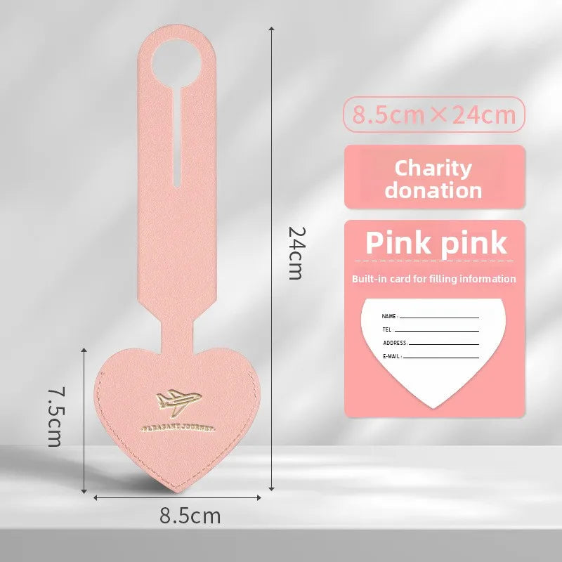 Korean Heart Shaped PU Luggage Tags Women Men Holiday Travel Accessories Suitcase Tag Name ID Address Lable Bag Tags for Luggage