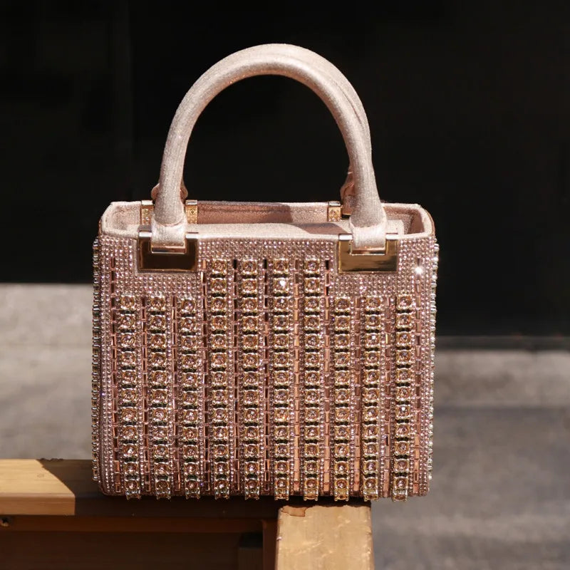 2025 Luxury High-end Crystal Diamond Women Evening Clutch Bag Fashion Design Big Rhinestone Wedding Party Handbags Shoulder Bag