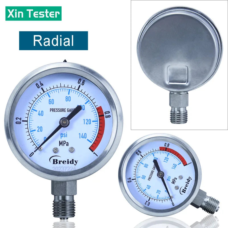 Xin Tester Dia 100mm Pressure Gauge 0-60MPa Glycerin Free Air Oil Hydraulic 0-60mpa Anti-vibration Manometer Thread G1/2 G1/4