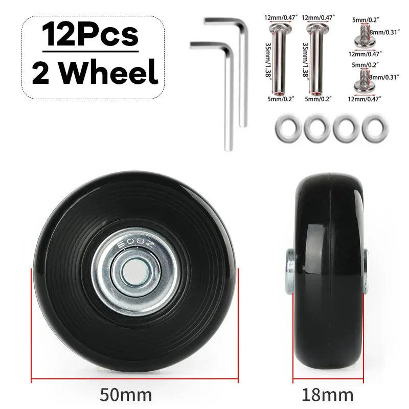 Silent Suitcase Wheels Rubber Trolley Luggage Casters High-Quality Durable Travel Bag Wheel Repair Accessories for Quiet Rolling