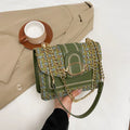 Chic Mini Plaid Tweed Crossbody Bag with Adjustable Strap, Fashionable Buckle Closure - Available in Cream, Green, Blue, Black
