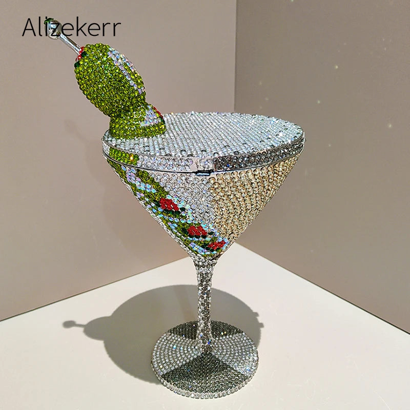 Alizekerr Goblet Rhinestone Evening Bags Women 2026 Gorgeous Boutique Unique Crystal Metallic Purses And Handbags Wedding Party
