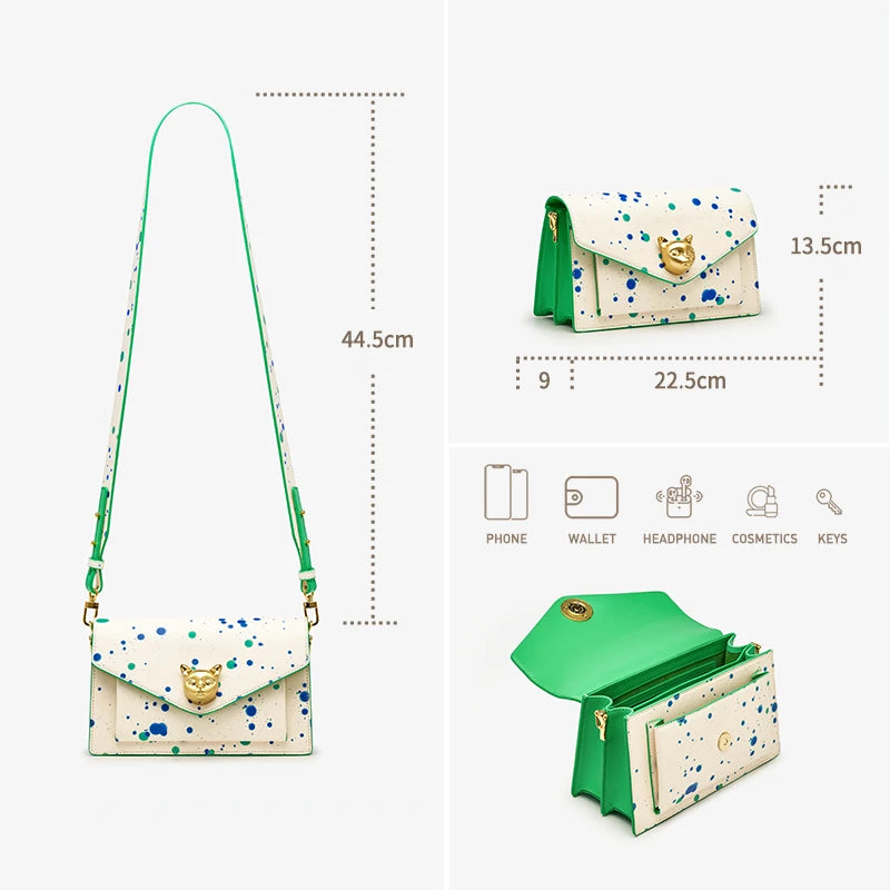 BAFELLI 2026 WOMEN'S BAG FASHION TREND LUXURY BRAND LEATHER FLAP CROSSBODY PURSE CAT SUMMER STYLE ORIGINAL DESIGNER HANDBAGS