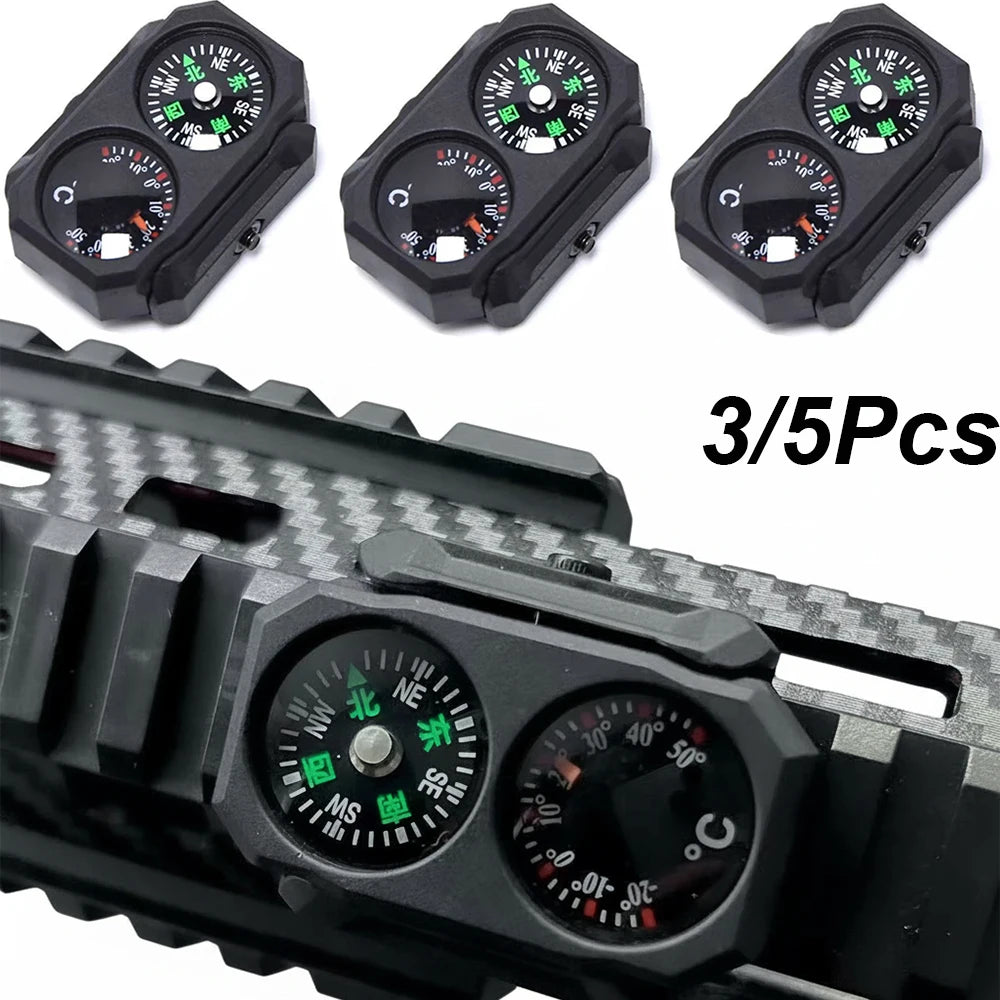 3/5Pcs Compass Thermometer Combo 2 in 1 Tactical Airsoft AR15 M4 M16 Compact Navigation Thermometer for 20mm Rail Gun Accessory