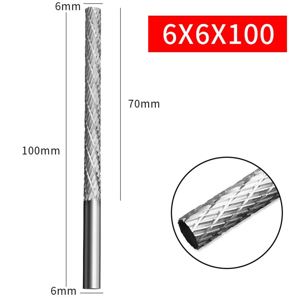 1pc Rotary File 6mm Shank High Speed Steel Grinding Head Metallic Jade Woodworking Electric Milling Cutter Carving Rotary File