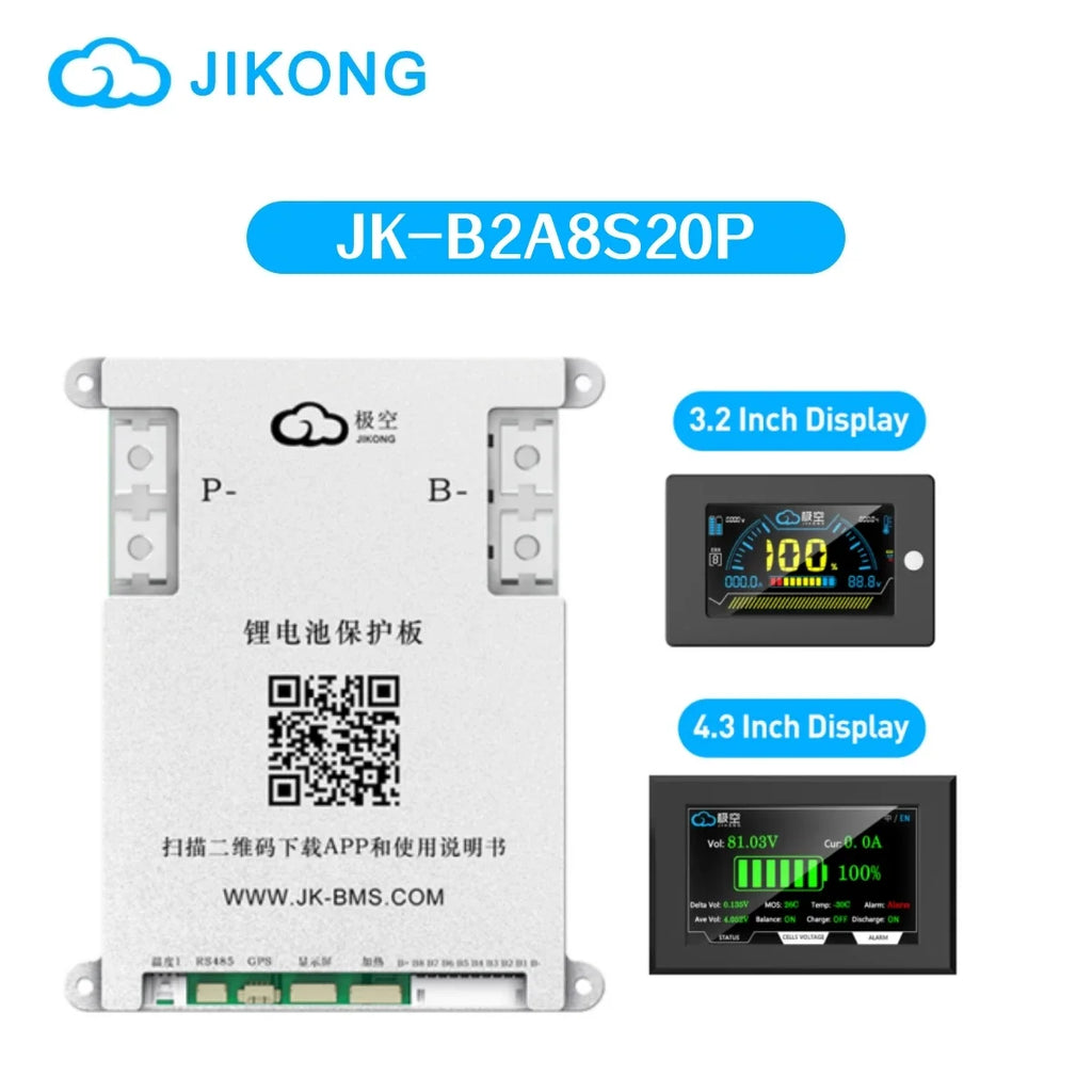 JIKONG JK-B2A8S20P BMS Lifepo4 Li-Ion Lto Battery 200A Active Balanced Smart BMS 4S-8S 12V/24V Active Balance Current 2A