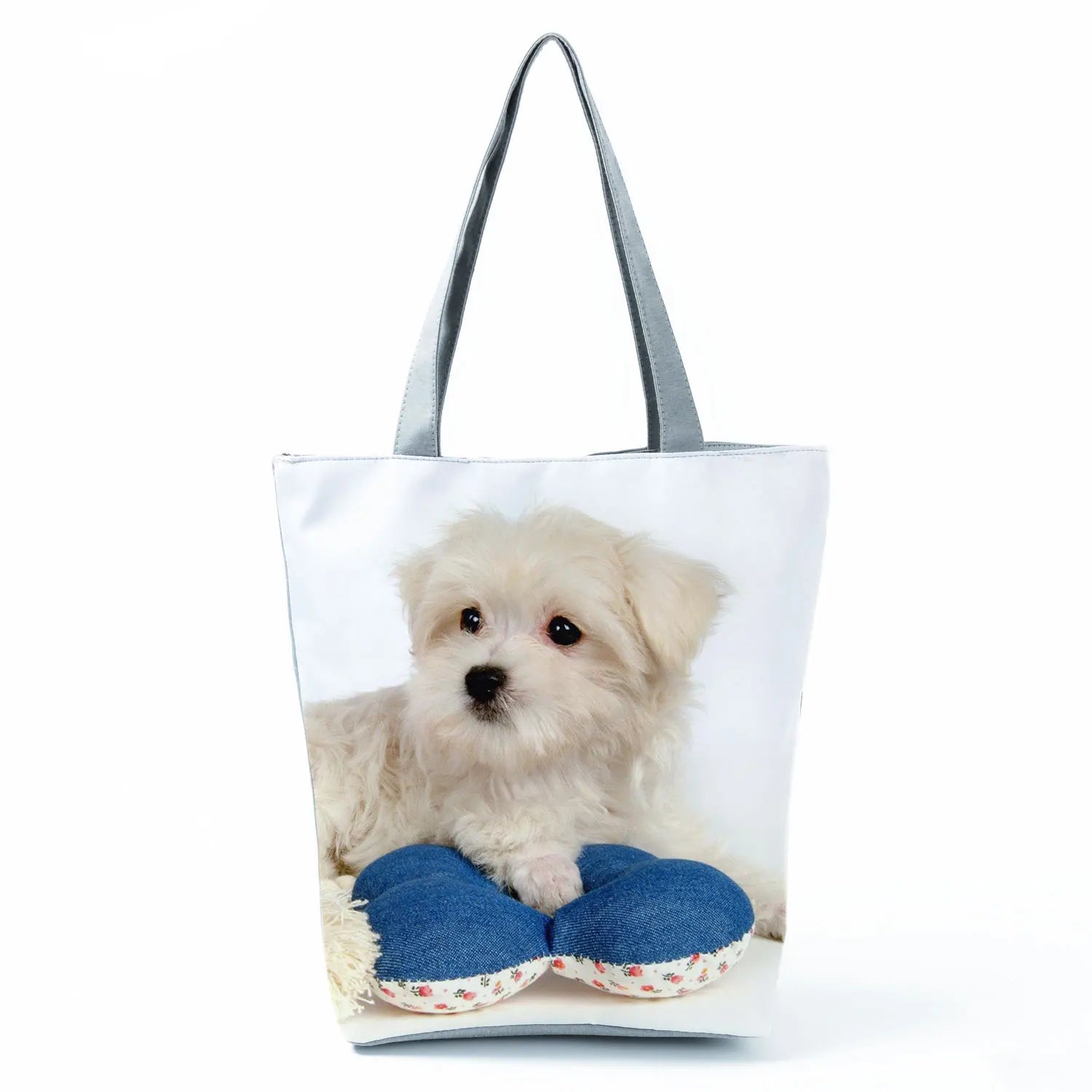Cute Maltese Dogs Print Handbags Casual Women Shopping Bag Large Capacity Foldable Shoulder Bags Eco Reusable Travel Beach Totes