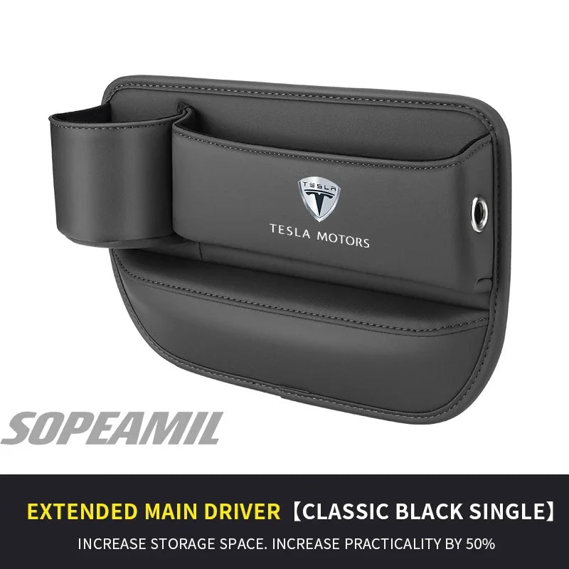 Tesla Cybertruck Beast Model 3 Model Y Model S Model X Car Leather Seat Multifunction Crevice Case Water Cup Holder Storage Box