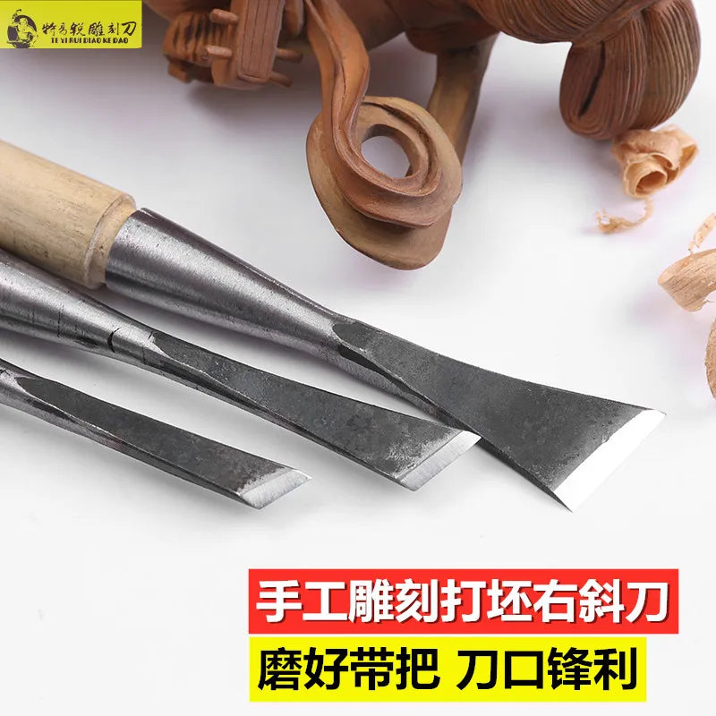 3pcs/set 10mm/17mm/30mm Skew Cutting Tool For Cutting Blanks Wood Carving Tool Hand Carving Knife Oblique Edge Knife