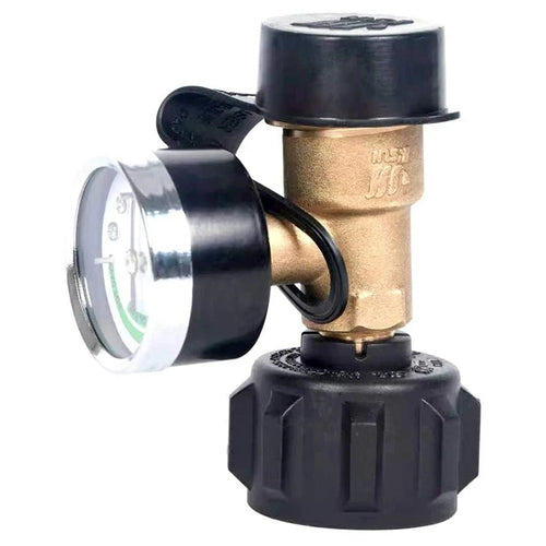 -[Retail TX] Propane Tank Gauge With POL Connection 5-100 LB Pressure Valve Propane Tank Pressure Test Instrument Tools