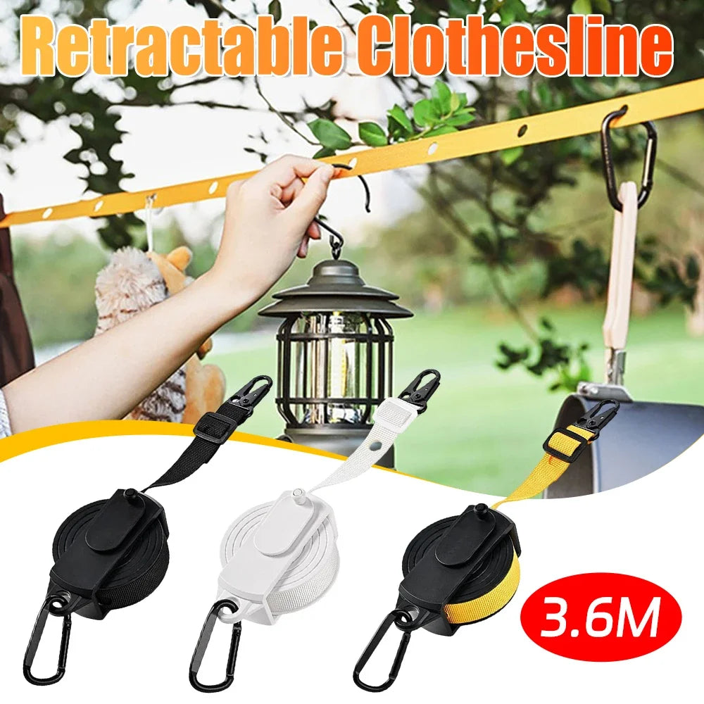 Retractable Clothesline 10KG Weight Capacity Multi-function Drying Rack 3.6M Long with Hole for Travel Camping Hotel Backyard